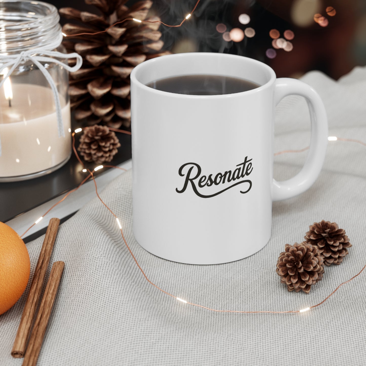 Resonate Script Coffee Mug — Inspirational 11oz Ceramic