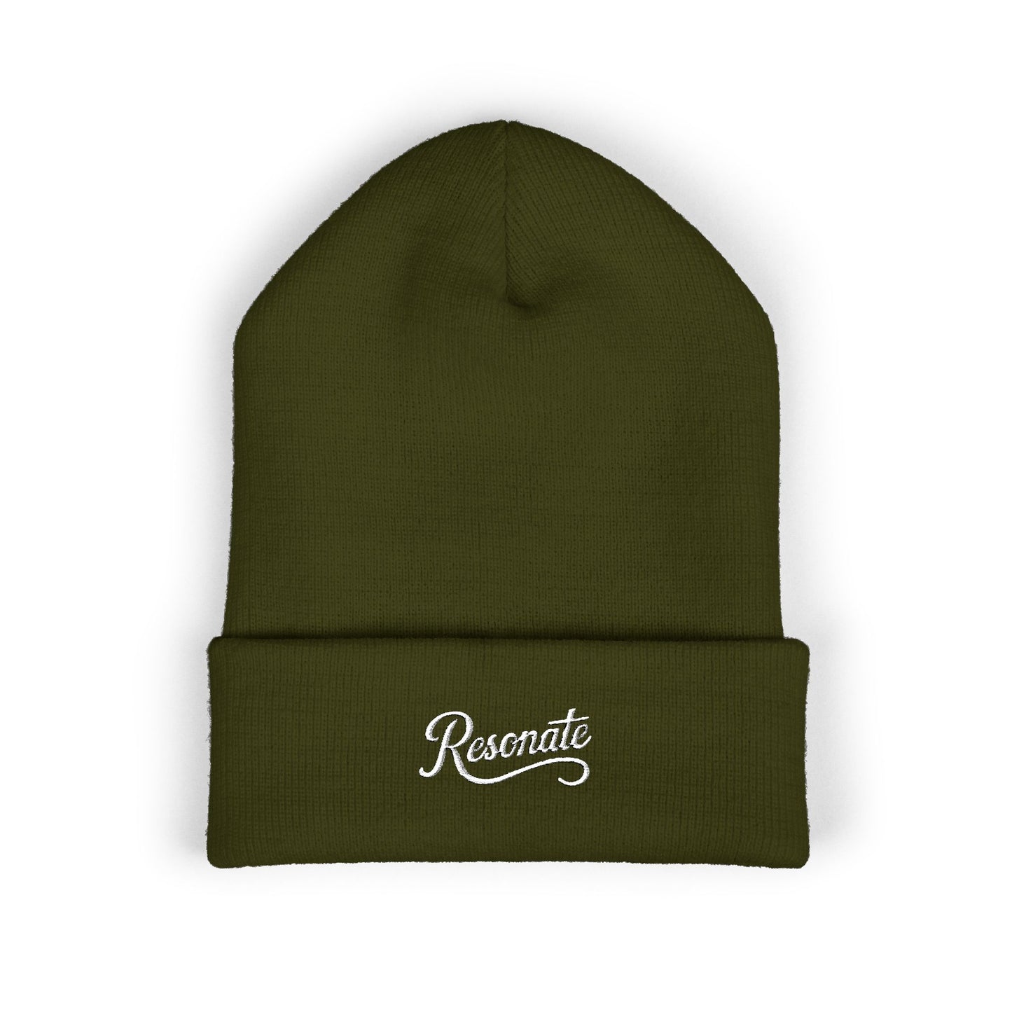 "Resonate" Embroidered Cuffed Beanie — Knit Winter Hat