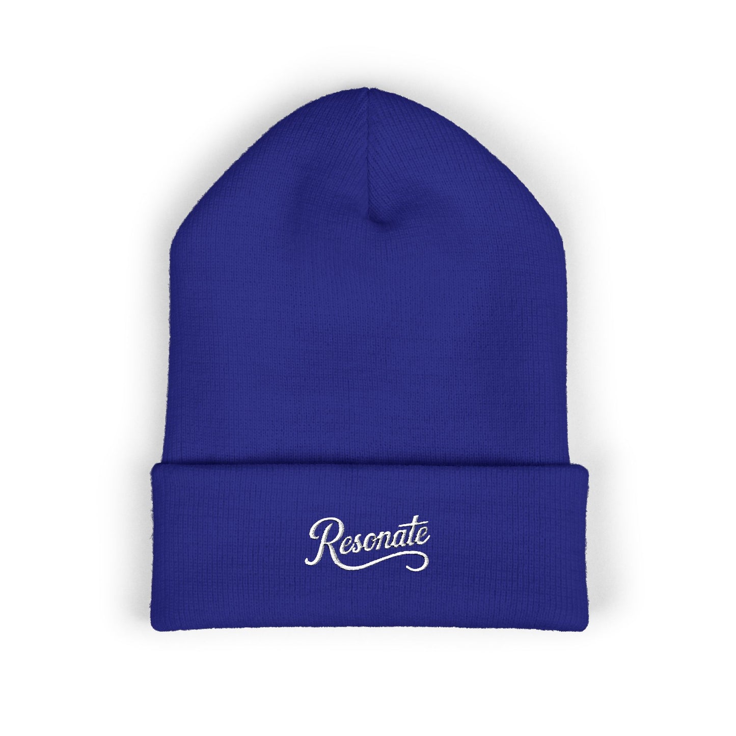 "Resonate" Embroidered Cuffed Beanie — Knit Winter Hat