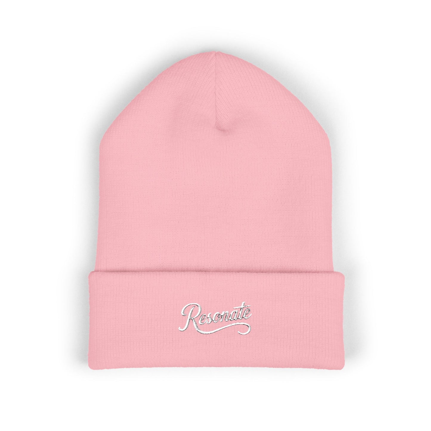 "Resonate" Embroidered Cuffed Beanie — Knit Winter Hat