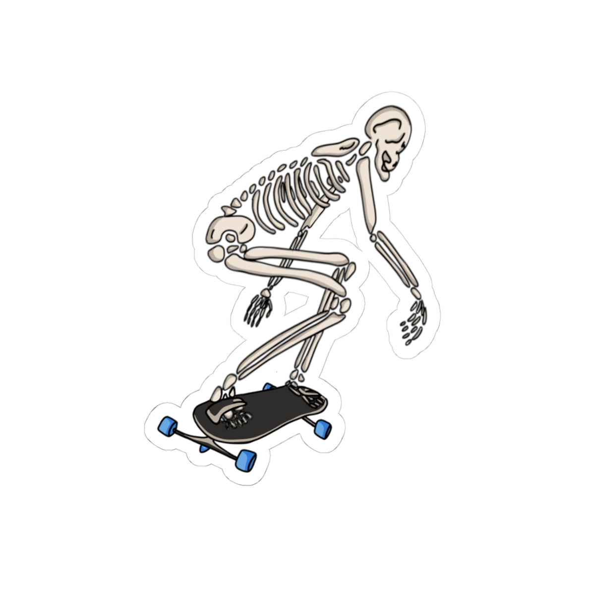 Skeleton Freeborder Kiss-Cut Sticker — Freebord Skull Sticker for Laptops & Gear