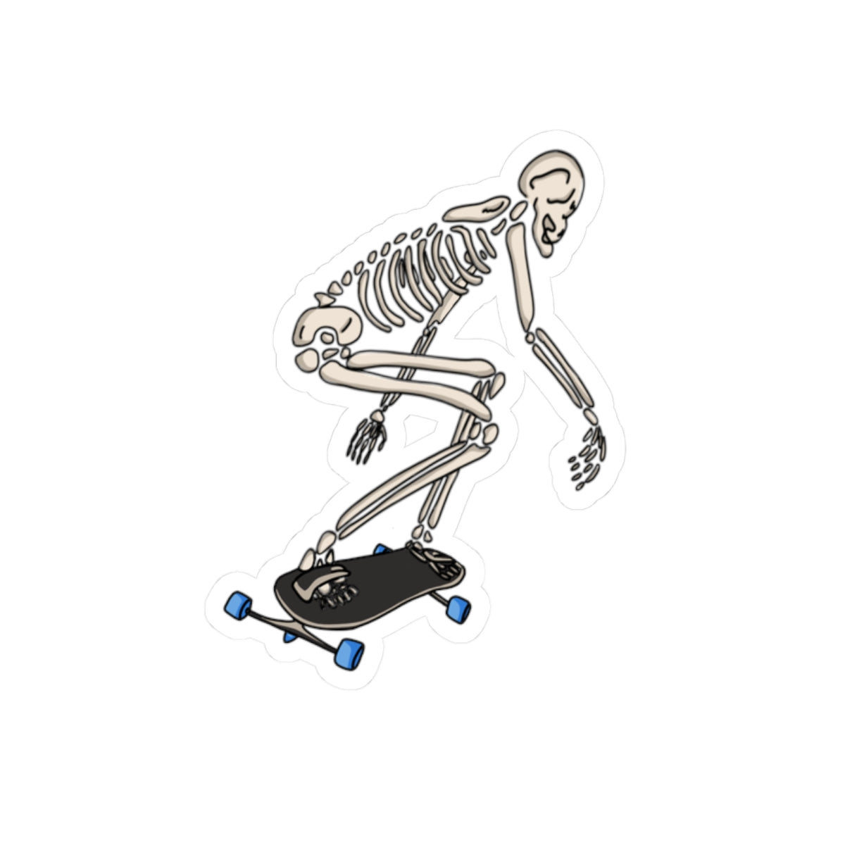 Skeleton Freeborder Kiss-Cut Sticker — Freebord Skull Sticker for Laptops & Gear