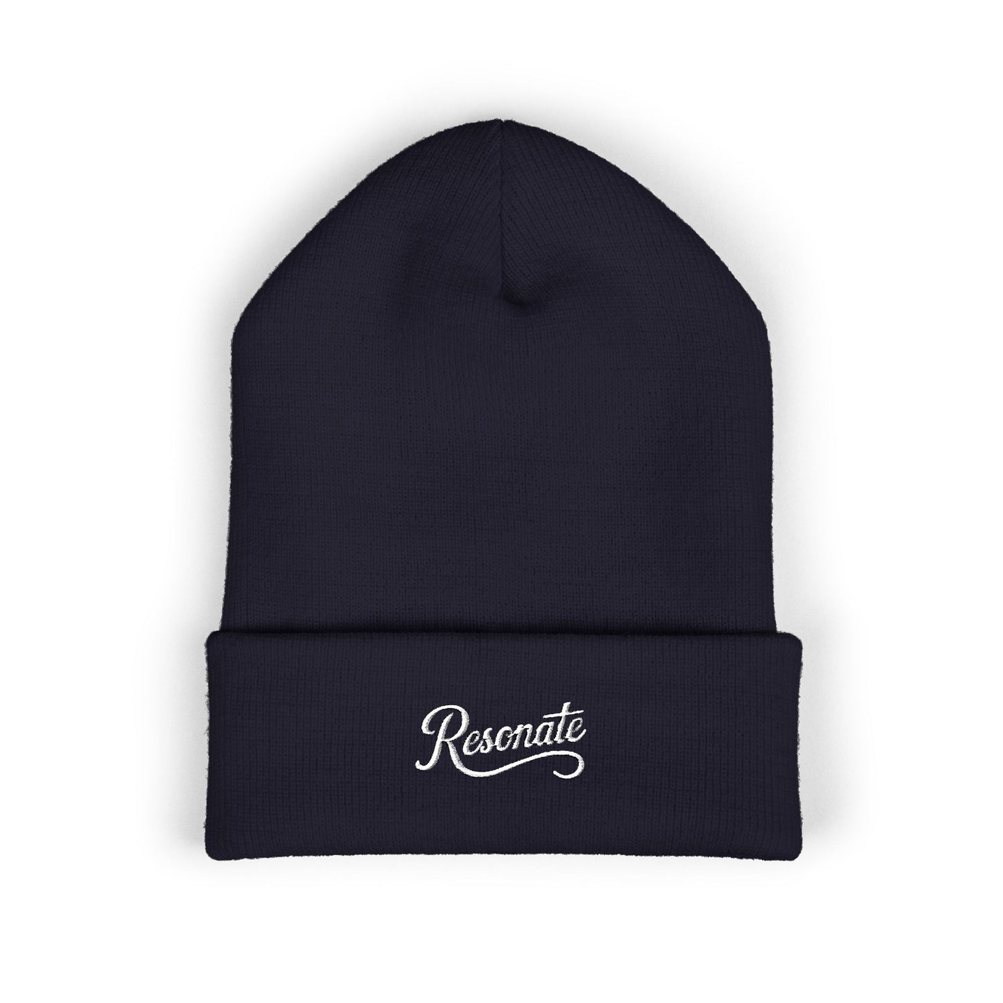"Resonate" Embroidered Cuffed Beanie — Knit Winter Hat