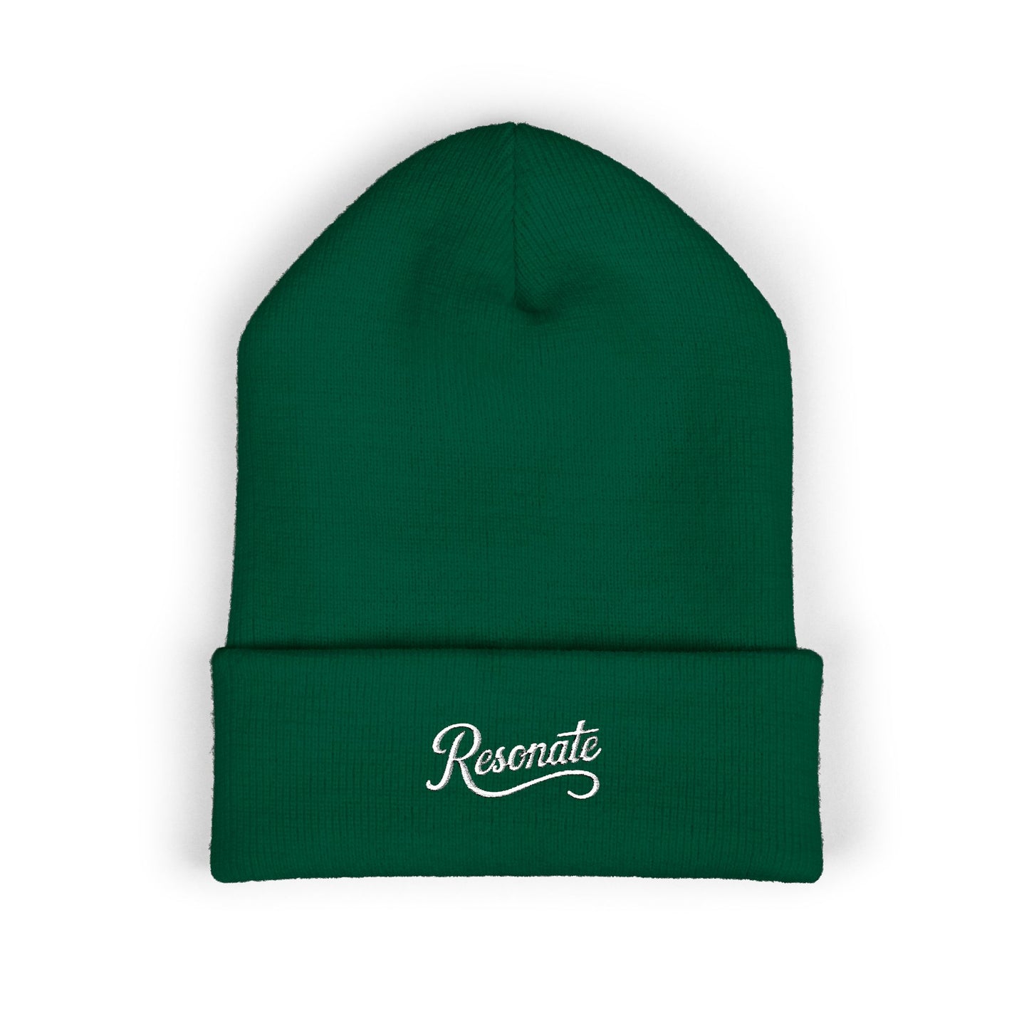 "Resonate" Embroidered Cuffed Beanie — Knit Winter Hat