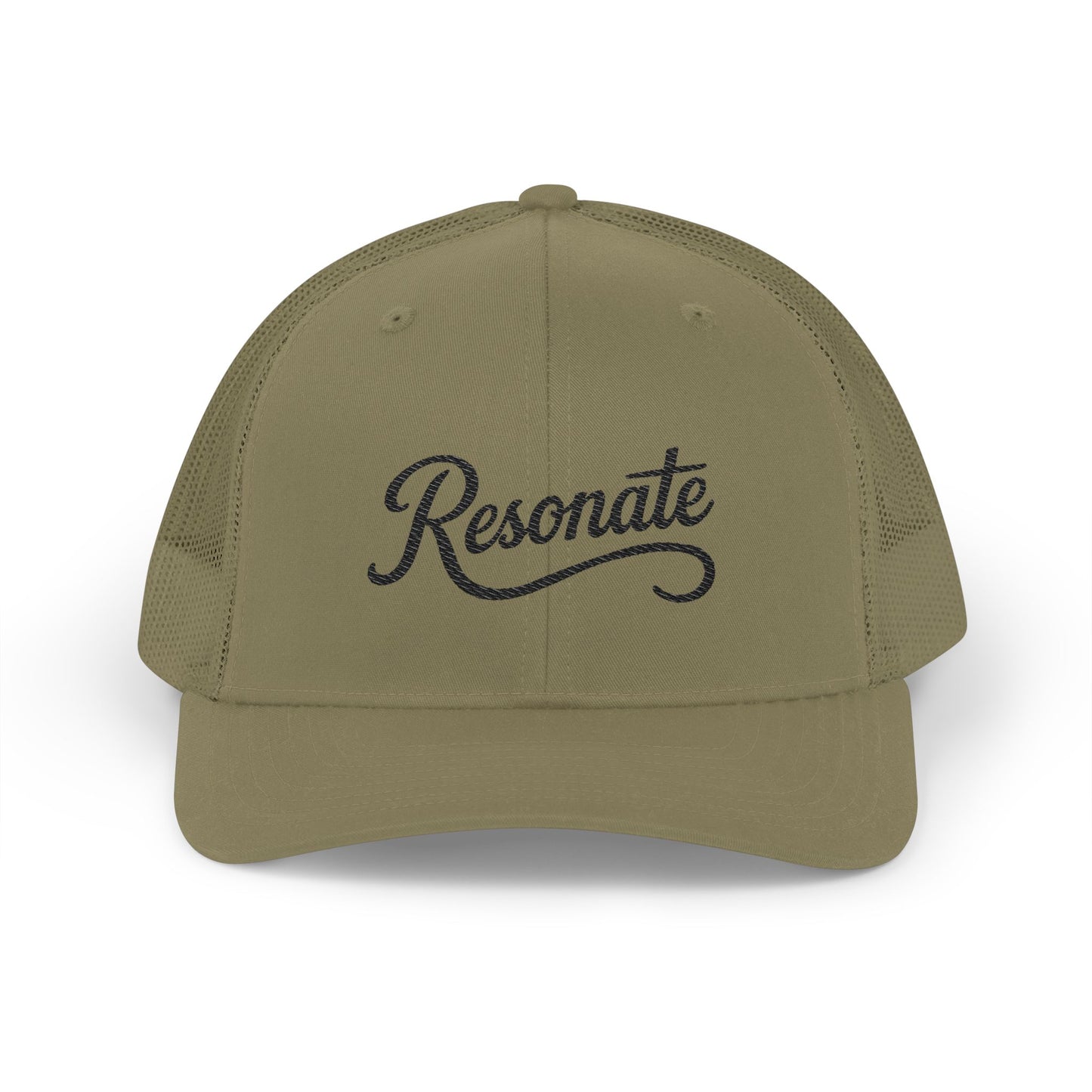 Resonate Embroidered Trucker Hat — Black Snapback Cap