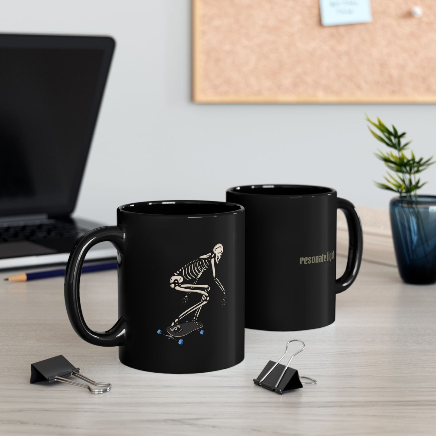 Resonate Light Black Coffee Mug — Minimalist Freebord Inspired 11oz Ceramic