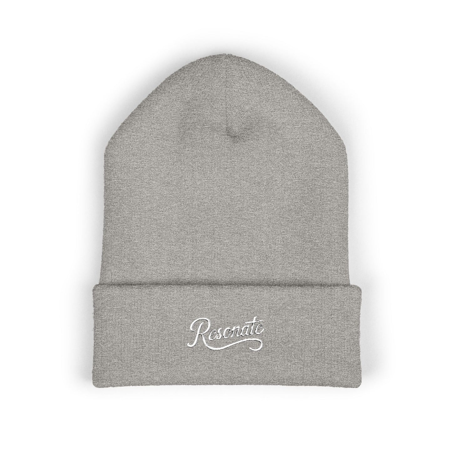 "Resonate" Embroidered Cuffed Beanie — Knit Winter Hat