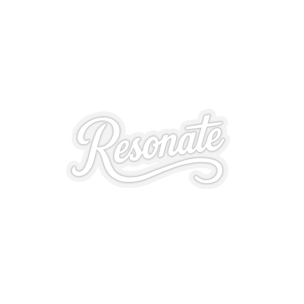 Resonate Script Kiss-Cut Sticker — White Retro Cursive Decal for Laptops & Journals