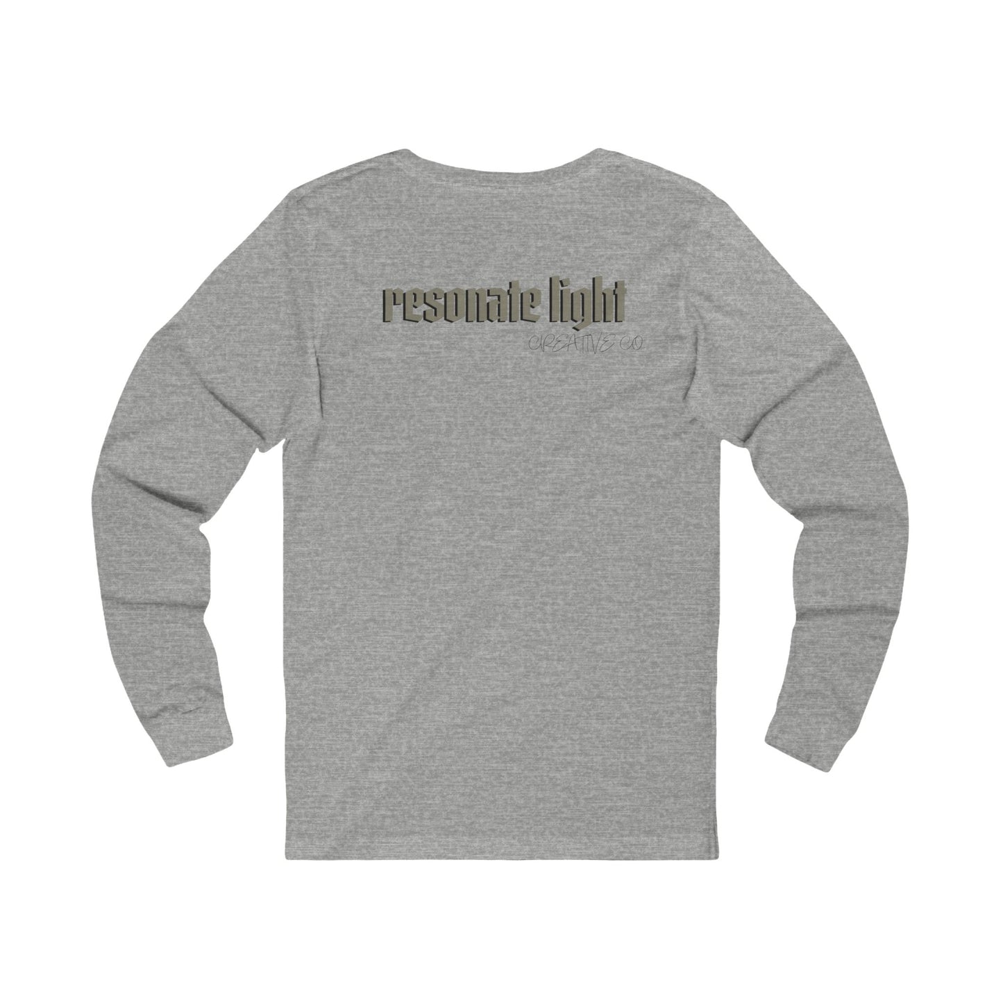 Resonate Light Long Sleeve Tee — Subtle Chest Skull Graphic & Back 'resonate light' Logo