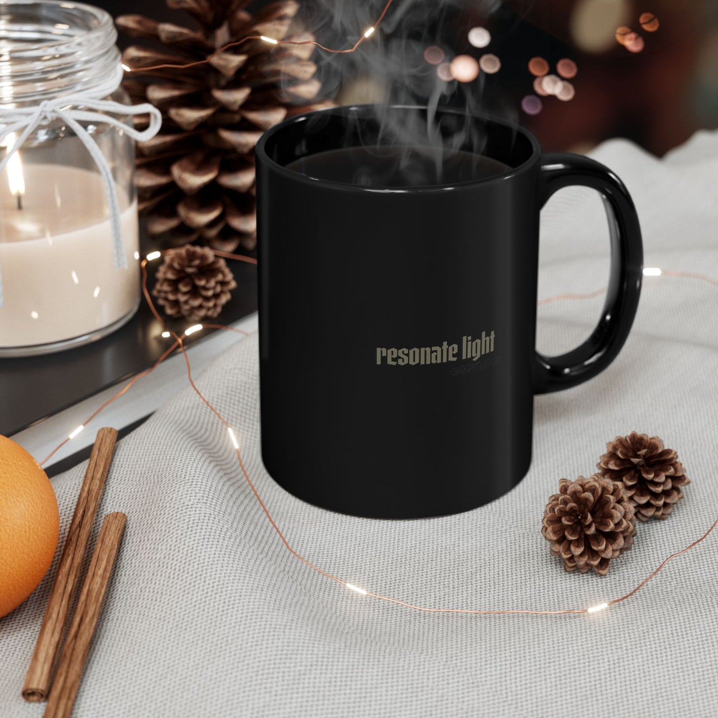Resonate Light Black Coffee Mug — Minimalist Freebord Inspired 11oz Ceramic