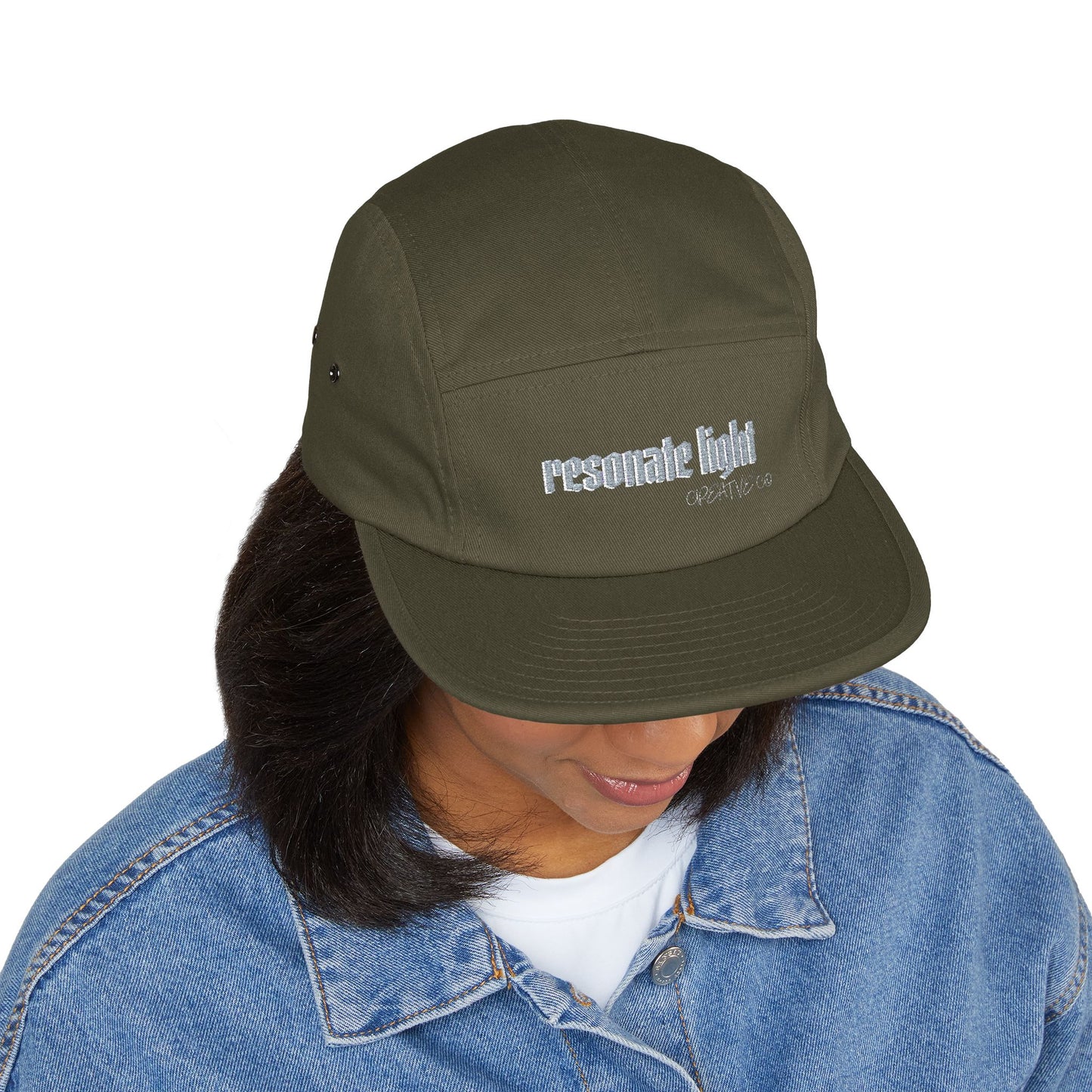 Embroidered 'Resonate Light' 5-Panel Cap — Canvas Adjustable Hat